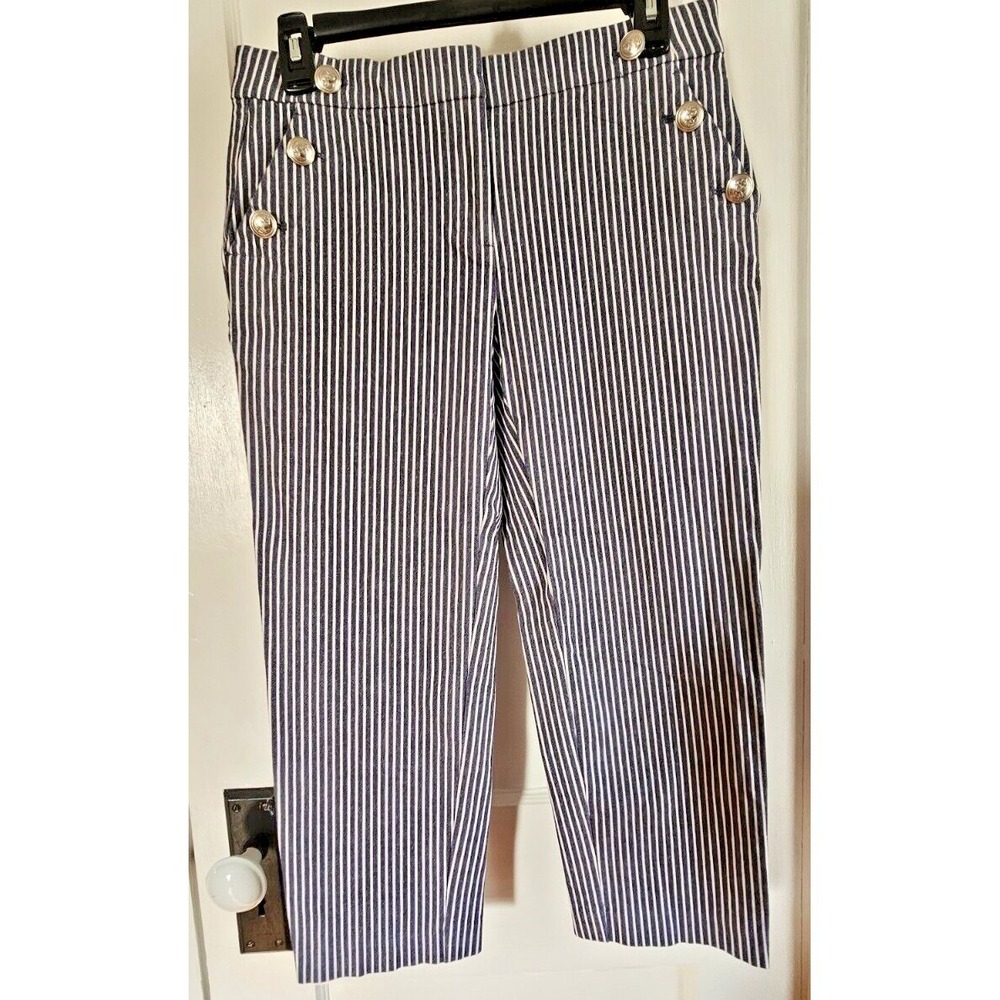 LOFT women blue white striped the riviera slim ankle pants 2P